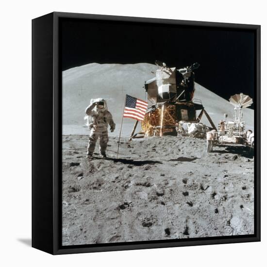 Astronaut James Irwin (1930-199) Gives a Salute on the Moon, 1971-null-Framed Stretched Canvas