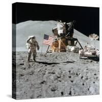 Astronaut James Irwin (1930-199) Gives a Salute on the Moon, 1971-null-Stretched Canvas