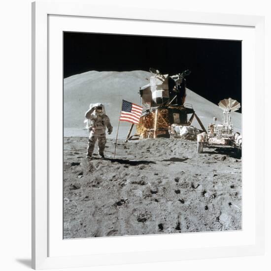 Astronaut James Irwin (1930-199) Gives a Salute on the Moon, 1971-null-Framed Photographic Print