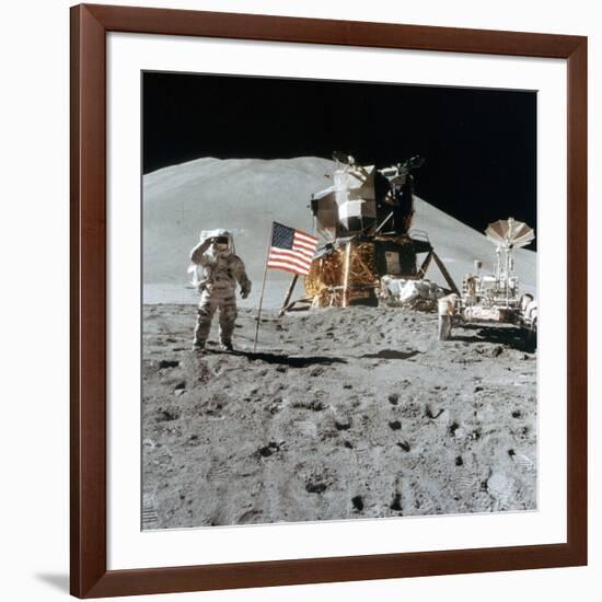 Astronaut James Irwin (1930-199) Gives a Salute on the Moon, 1971-null-Framed Photographic Print