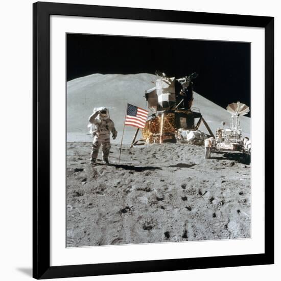 Astronaut James Irwin (1930-199) Gives a Salute on the Moon, 1971-null-Framed Photographic Print