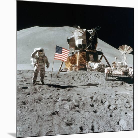 Astronaut James Irwin (1930-199) Gives a Salute on the Moon, 1971-null-Mounted Photographic Print