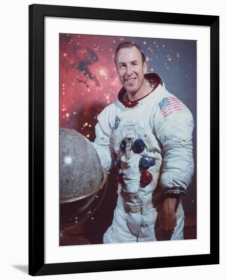 Astronaut James Lovell in Apollo Spacesuit-null-Framed Premium Photographic Print