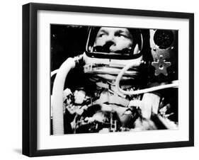 Astronaut John Glenn in His Space Capsule, February 20, 1962-null-Framed Photo