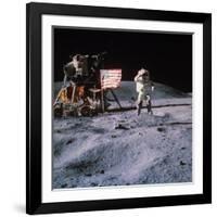 Astronaut John Young During Apollo 16 Moon Walk-null-Framed Premium Photographic Print