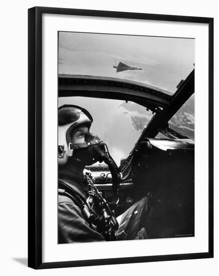 Astronaut LeRoy G. Cooper Flying F-102 Jet Plane for Flight Practice-Ralph Morse-Framed Premium Photographic Print