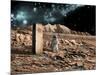 Astronaut on an Alien World Discovers an Artifact That Indicates Past Intelligent Life-null-Mounted Premium Giclee Print