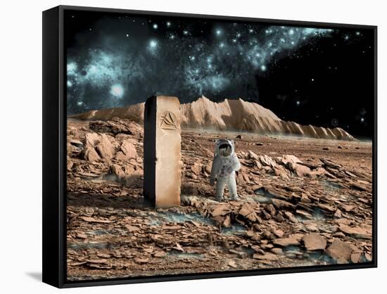 Astronaut on an Alien World Discovers an Artifact That Indicates Past Intelligent Life-null-Framed Stretched Canvas
