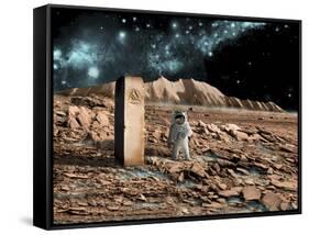 Astronaut on an Alien World Discovers an Artifact That Indicates Past Intelligent Life-null-Framed Stretched Canvas