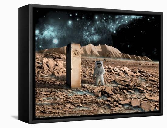 Astronaut on an Alien World Discovers an Artifact That Indicates Past Intelligent Life-null-Framed Stretched Canvas