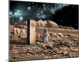 Astronaut on an Alien World Discovers an Artifact That Indicates Past Intelligent Life-null-Mounted Art Print