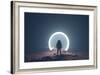 Astronaut on foreign planet in front of spacetime portal light-Michal Bednarek-Framed Art Print