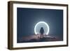 Astronaut on foreign planet in front of spacetime portal light-Michal Bednarek-Framed Premium Giclee Print