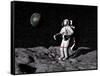 Astronaut on Moon with Earth in the Background-null-Framed Stretched Canvas