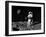 Astronaut on Moon with Earth in the Background-null-Framed Art Print