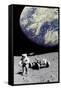 Astronaut on Moon with Earth-Science Photo Library-Framed Stretched Canvas