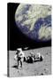 Astronaut on Moon with Earth-Science Photo Library-Stretched Canvas