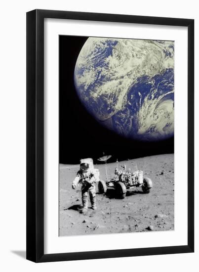 Astronaut on Moon with Earth-Science Photo Library-Framed Photographic Print