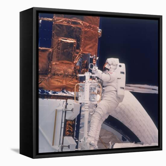 Astronaut on Shuttle Mission 41-C, 1984-null-Framed Stretched Canvas