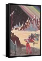 Astronaut Painting Martian Landscapte-null-Framed Stretched Canvas