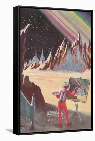Astronaut Painting Martian Landscapte-null-Framed Stretched Canvas
