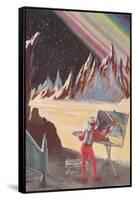 Astronaut Painting Martian Landscapte-null-Framed Stretched Canvas