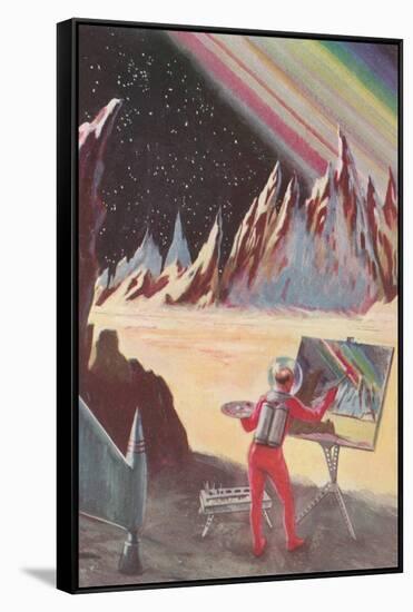 Astronaut Painting Martian Landscapte-null-Framed Stretched Canvas