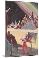 Astronaut Painting Martian Landscapte-null-Mounted Art Print