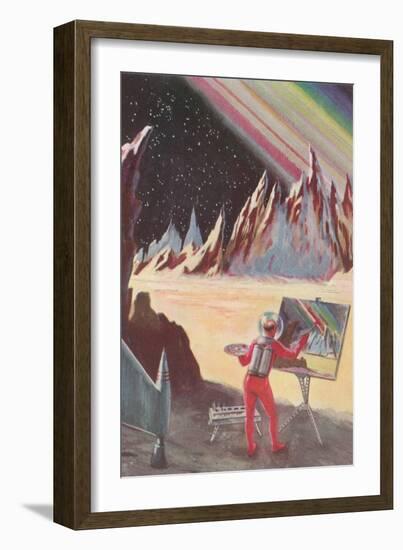 Astronaut Painting Martian Landscapte-null-Framed Art Print