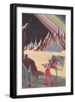 Astronaut Painting Martian Landscapte-null-Framed Art Print