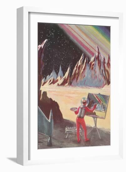 Astronaut Painting Martian Landscapte-null-Framed Art Print