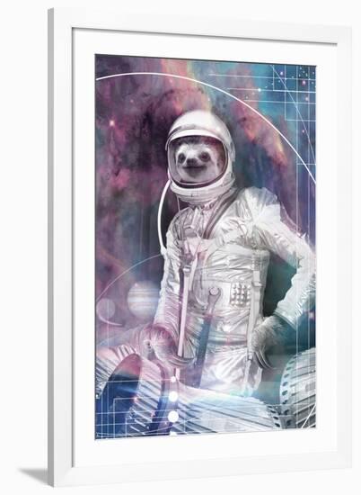 Astronaut Sloth-null-Framed Art Print