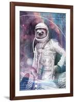 Astronaut Sloth-null-Framed Art Print