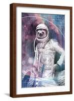 Astronaut Sloth-null-Framed Art Print