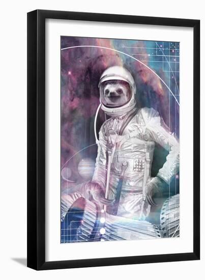 Astronaut Sloth-null-Framed Art Print