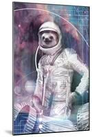 Astronaut Sloth-null-Mounted Art Print