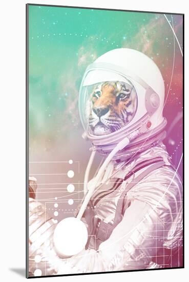 Astronaut Tiger-null-Mounted Art Print