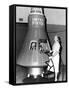 Astronaut Trainees Jerrie Cobb Stands Next to a Mercury Spaceship Capsule-null-Framed Stretched Canvas