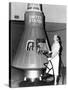 Astronaut Trainees Jerrie Cobb Stands Next to a Mercury Spaceship Capsule-null-Stretched Canvas