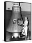 Astronaut Trainees Jerrie Cobb Stands Next to a Mercury Spaceship Capsule-null-Framed Stretched Canvas