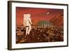 Astronaut Walking across the Surface of Mars Towards a Habitat Dome-Stocktrek Images-Framed Art Print