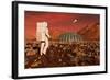 Astronaut Walking across the Surface of Mars Towards a Habitat Dome-Stocktrek Images-Framed Art Print