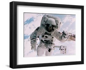 Astronaut Walking in Space-David Bases-Framed Photographic Print