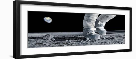 Astronaut Walking on the Moon-Detlev Van Ravenswaay-Framed Premium Photographic Print