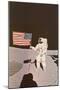 Astronaut with Flag on Moon-null-Mounted Art Print