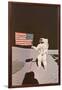 Astronaut with Flag on Moon-null-Framed Art Print