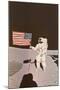 Astronaut with Flag on Moon-null-Mounted Art Print