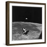 Astronauts in Apollo 11 Spacecraft, on Return Trip to Earth After Collecting Souvenirs-null-Framed Photographic Print