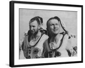 Astronauts James A. Lovell Jr, and Frank Borman, Arriving on USS "Wasp" of Gemini 7 Flight-null-Framed Premium Photographic Print