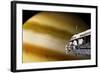 Astronauts Performing Work on a Space Station While Orbiting a Large Alien Planet-null-Framed Art Print